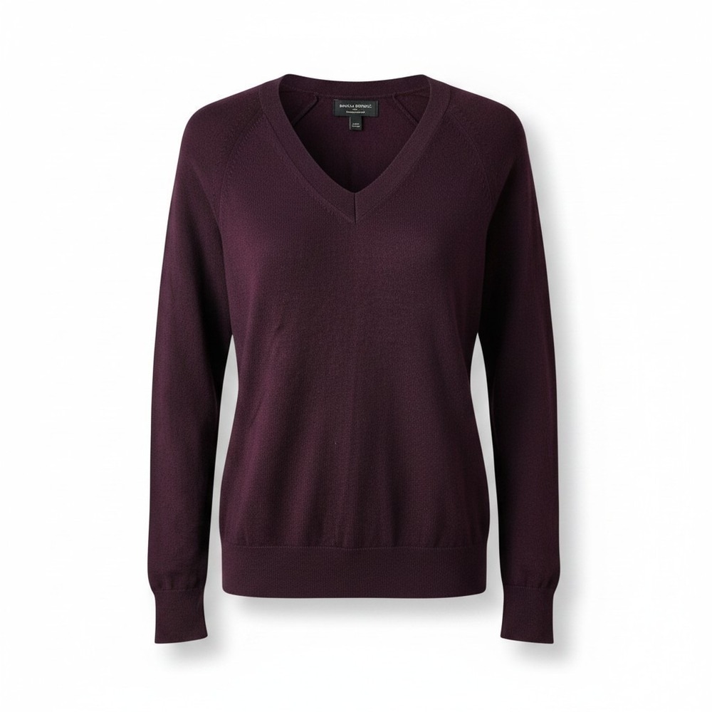Banana Republic Eggplant Purple Cotton Blend V-neck Forever Sweater Women's XS